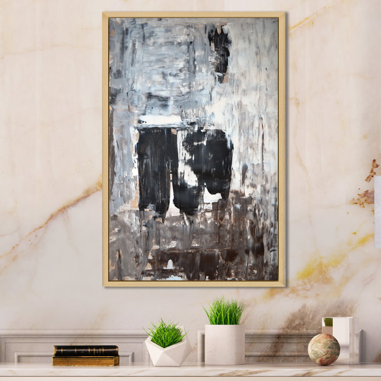 Black And White Abstract Art V Framed On Canvas Painting